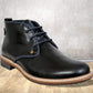 Black Leather Men Mid Top Boots