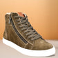 Olive Genuine Suede Leather Ankle Sneakers for Men