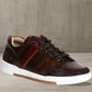 Brown & Red leather Lace-up Sneakers for Men