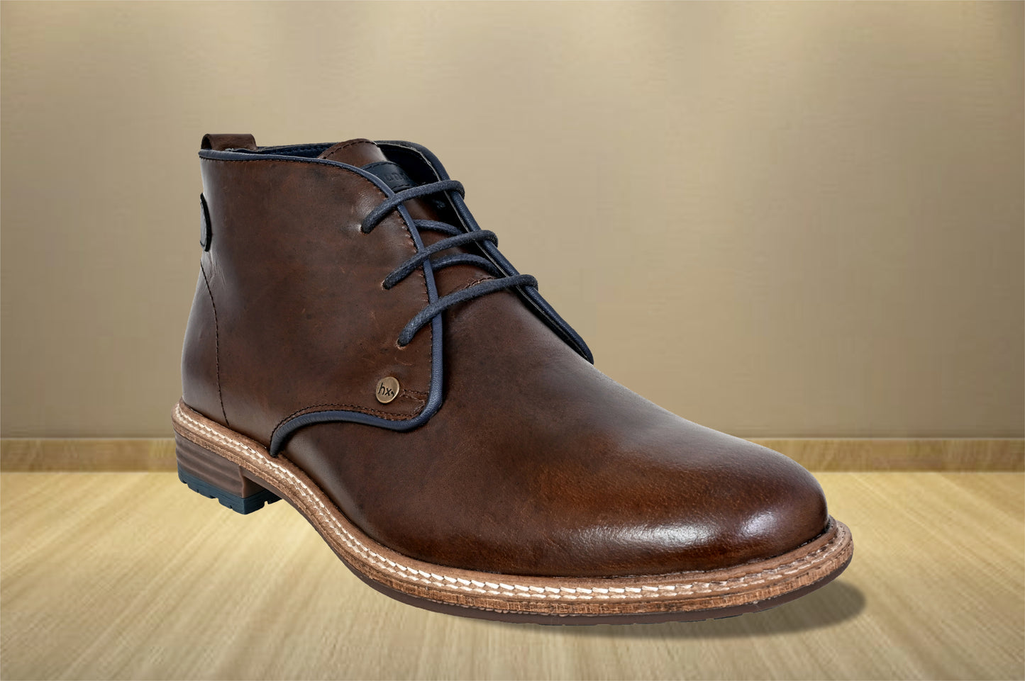 Brown Leather Men Mid Top Boots