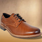 Tan Leather Men Textured Formal Derby Shoes