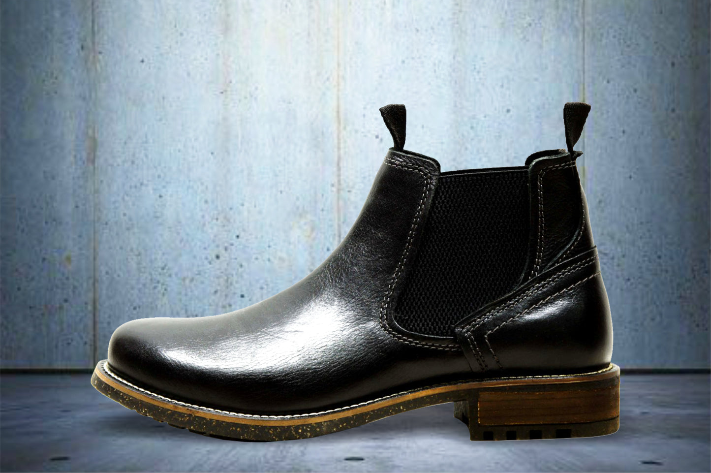 Black Genuine Leather Men's Chelsea Boots For Casual Wear