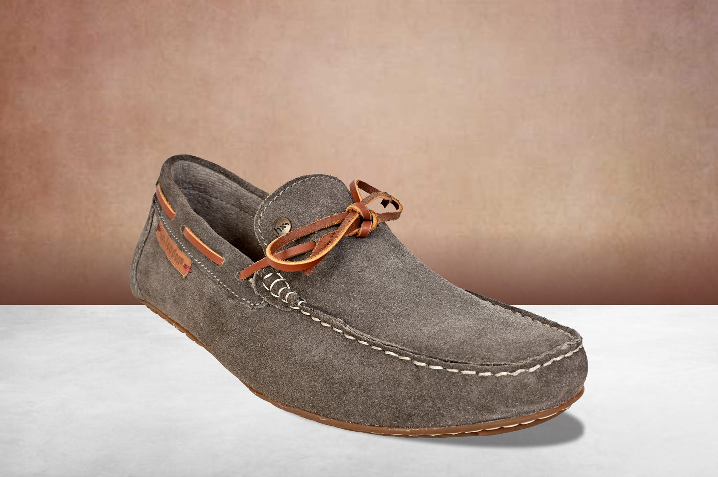 Khaki Suede Lightweight Driving Shoes With Bows