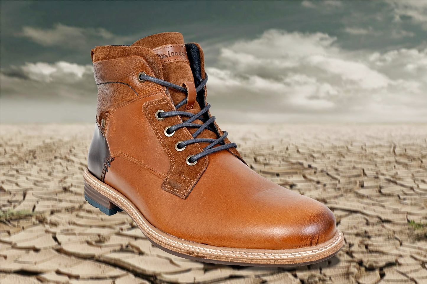 Tan Leather Textured Mid Top Biker Boots