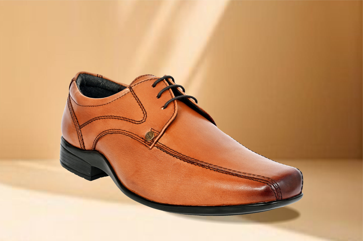 Tan Leather Formal Lace-UP Shoes For Men