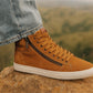 Camel Genuine Suede Leather Ankle Sneakers for Men