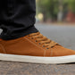 Camel Genuine Suede Leather Formal Lace-Up Sneakers For Men