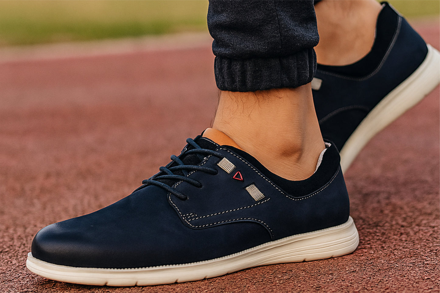 Jeans Leather Men Round Toe Lightweight Nubuck Sneakers