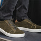 Olive Genuine Suede Leather Formal Lace-Up Sneakers For Men
