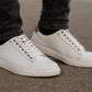 White Genuine Leather Formal Lace-Up Sneakers For Men