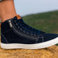 Navy Genuine Suede Leather Ankle Sneakers for Men