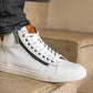 White Genuine Leather Ankle Sneakers for Men