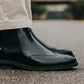 Black Brush-Off Leather Brogues Mid Top Blocked Heel Regular