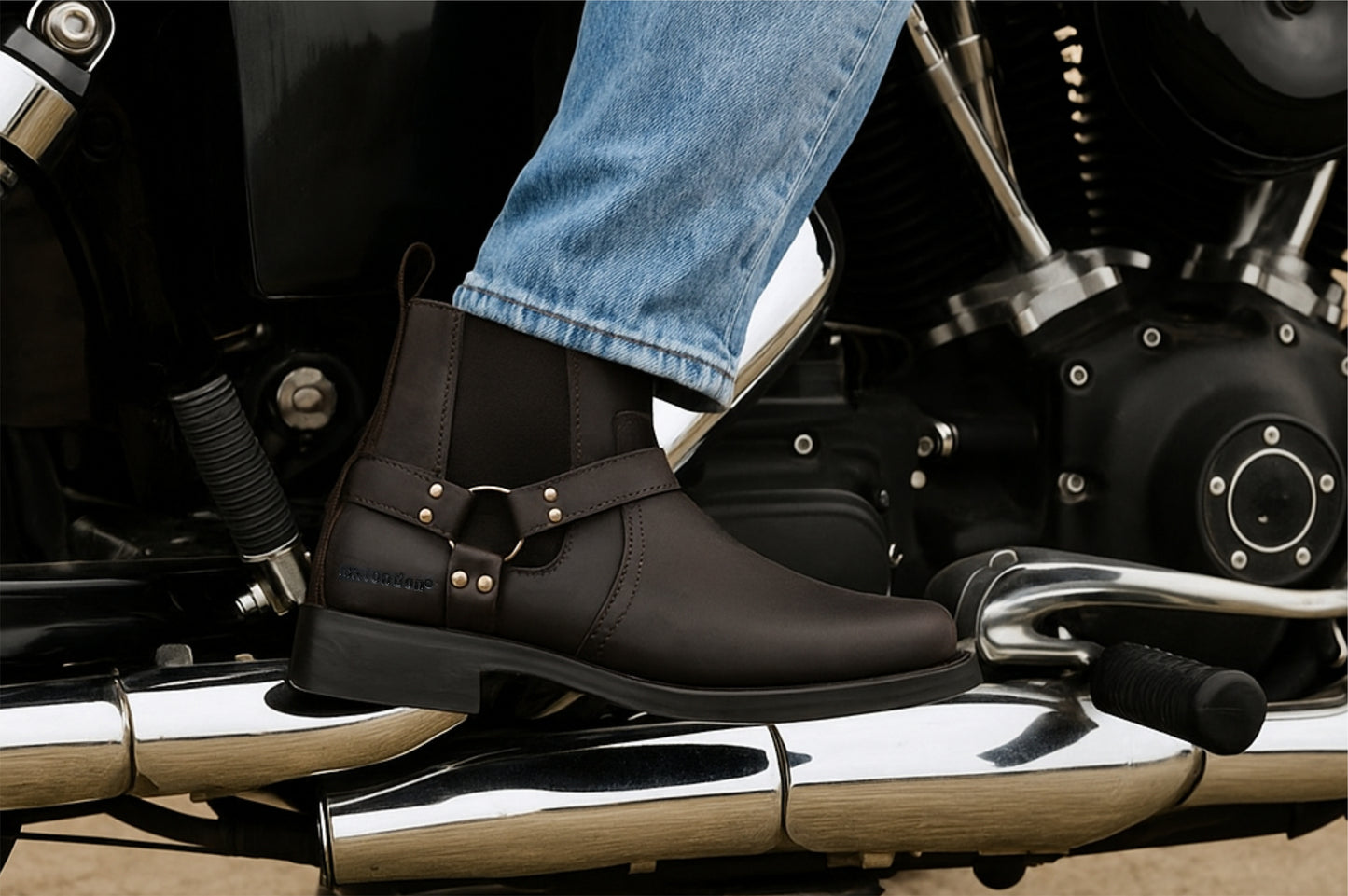 Brown Genuine Leather Riding Boots For Men