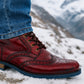 Burgundy Genuine Leather Men's brogue lace-up boots for Casual Wear