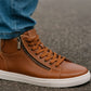Tan Genuine Leather Ankle Sneakers for Men