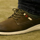 Olive Leather Men Round Toe Lightweight Nubuck Sneakers