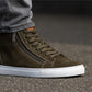 Olive Genuine Suede Leather Ankle Sneakers for Men