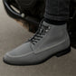 Grey Genuine Suede Leather Biker Boots For Men