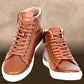 Tan Genuine Leather Ankle Sneakers for Men