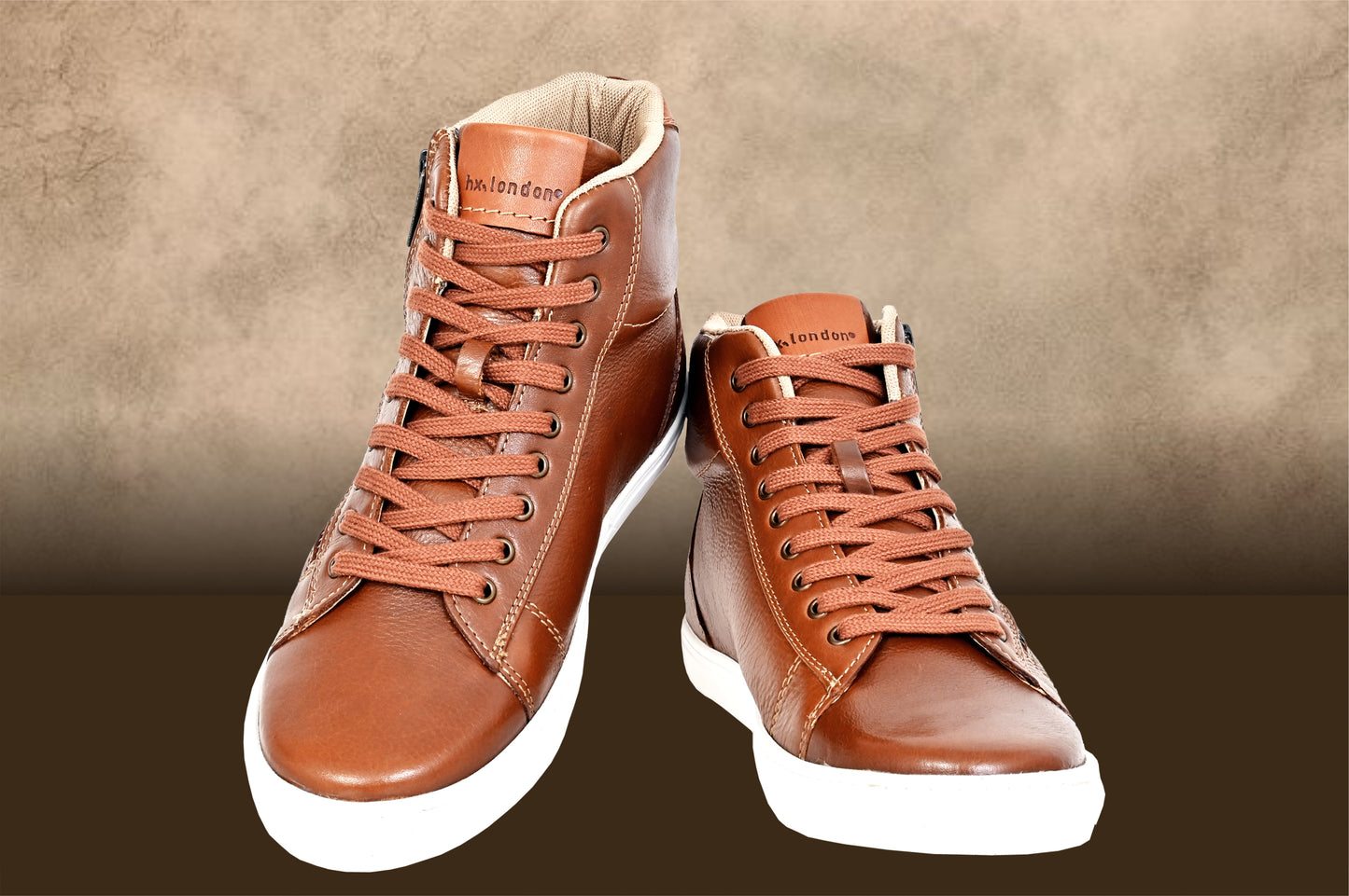 Tan Genuine Leather Ankle Sneakers for Men