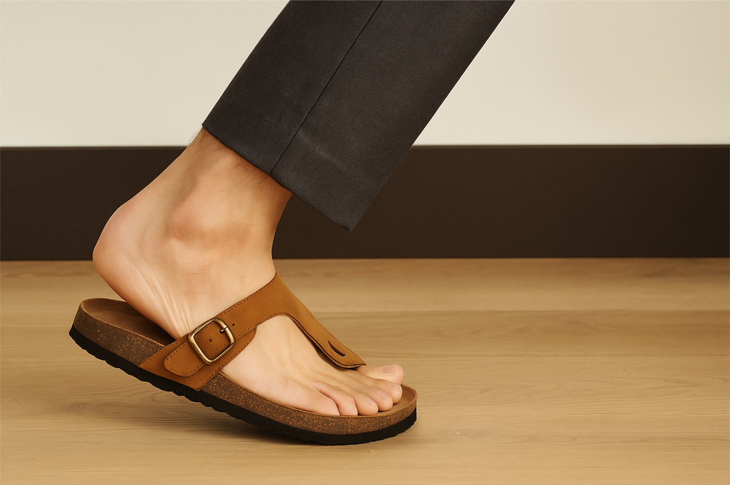 Brown Leather Sandal Casual Leather Flats For Men