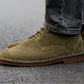 Olive Suede Men's Formal Lace-Up Shoes with Memory Foam Comfort