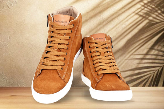 Camel Genuine Suede Leather Ankle Sneakers for Men