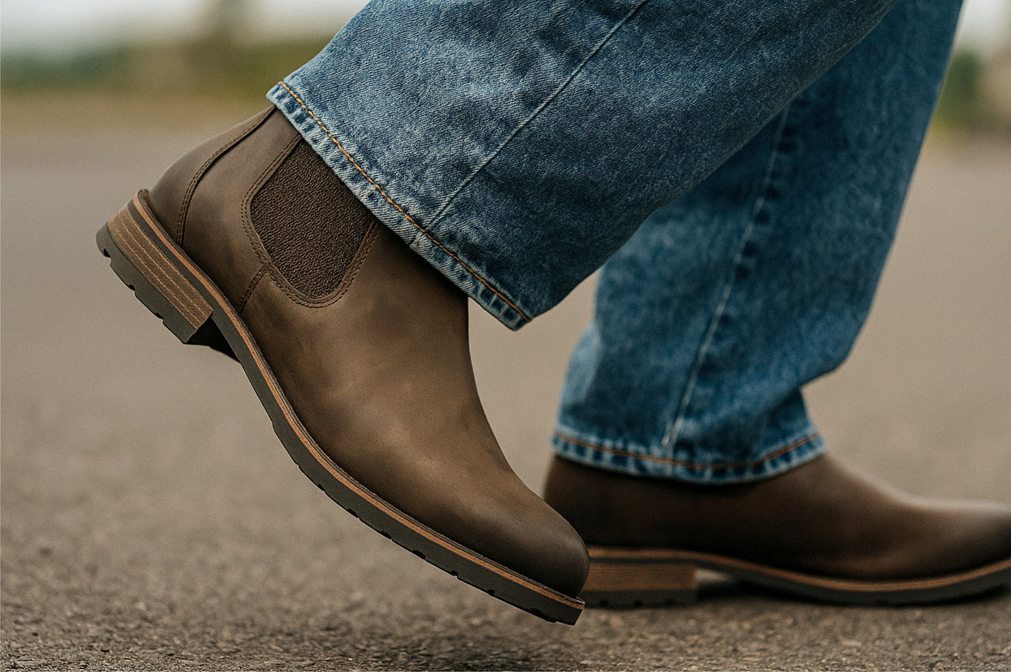 Brown Genuine Leather Men's Chelsea Boots For Casual & Party Wear