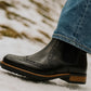 Black Genuine Leather Men's brogue Chelsea Boots For Casual