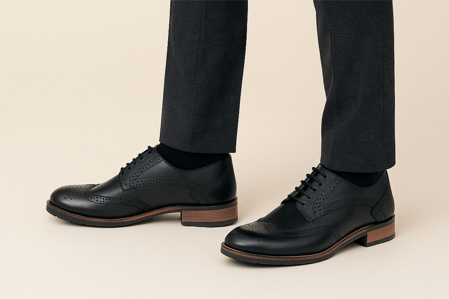 Black Genuine Leather Lace-Up Shoes For Men