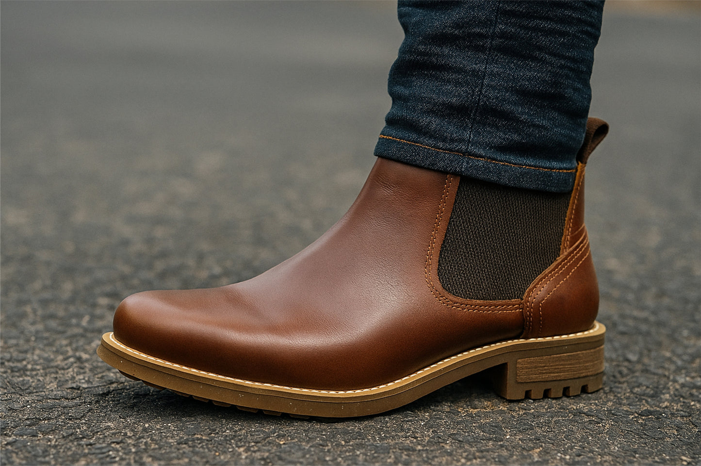 Brown Genuine Leather Men's Chelsea Boots For Casual Wear