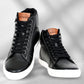 Black Genuine Leather Ankle Sneakers for Men