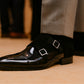 Black Patent Leather Double Strap Formal Monk Shoes