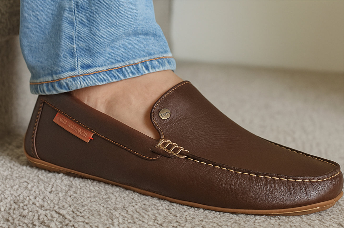 Brown Leather Lightweight Penny Driving Shoes