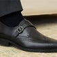 Black Leather Brogues Single Strap Formal Monk Shoes