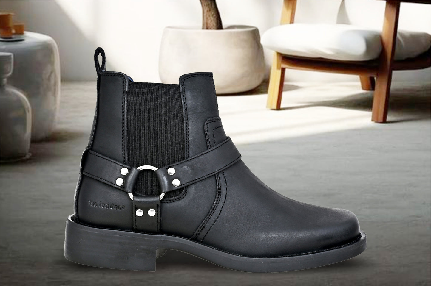 Black Genuine Leather Riding Boots For Men