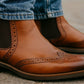 Tan Genuine Leather Men's brogue Chelsea Boots For Casual &