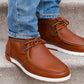 Tan Leather Formal Lace-Up Chuckka Boots For Men