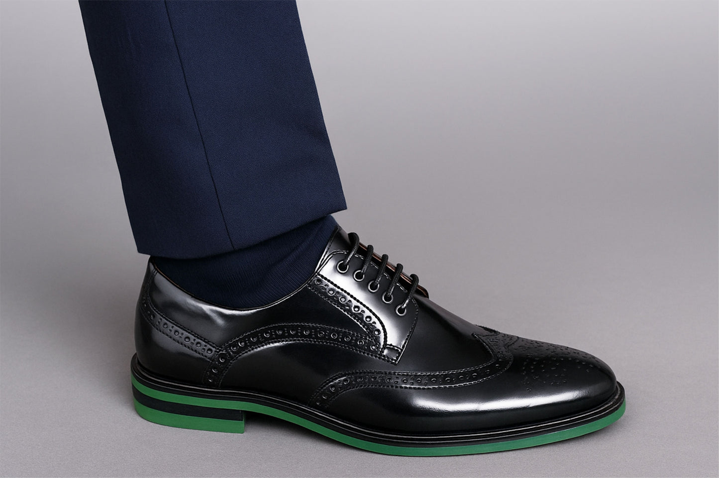 Black Brush-Off Leather Brogues Formal Derby Shoes