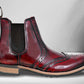 Burgundy Genuine Leather Men's brogue Chelsea Boots For Casual & Party Wear