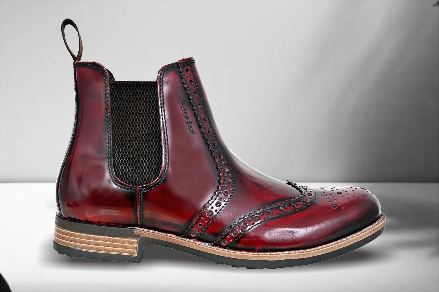 Burgundy Genuine Leather Men's brogue Chelsea Boots For Casual & Party Wear