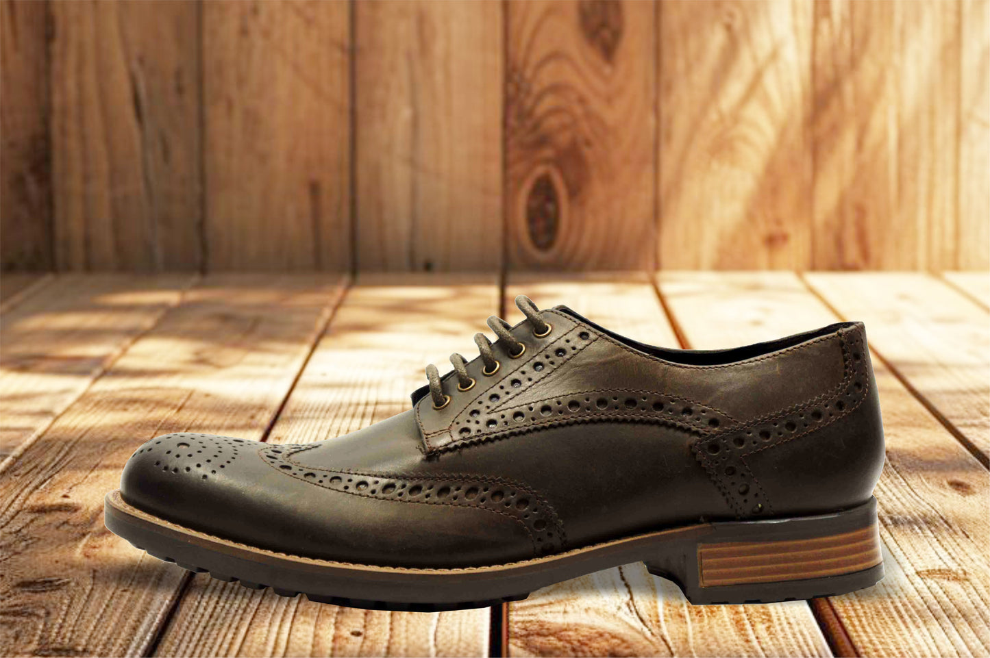 Brown Genuine Leather Lace-Up Shoes For Men