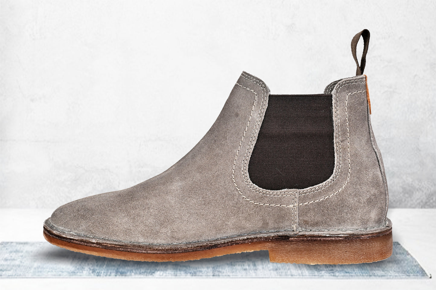 Light Grey Suede Chelsea Boots For Men