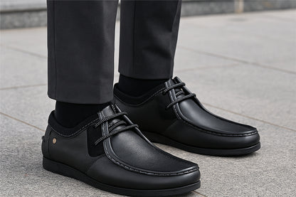 Black Leather Formal Lace-Up Shoes For Men