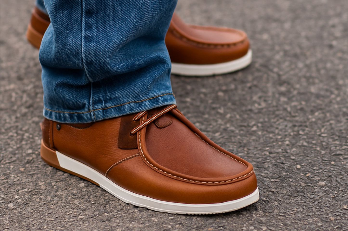 Tan Leather Formal Lace-Up Shoes For Men