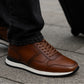 Dark Tan leather Lace-up Sneakers for Men
