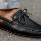Black Leather Lightweight Driving Shoes With Bows