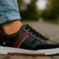 Black & Red leather Lace-up Sneakers for Men