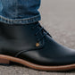 Black Leather Men Mid Top Boots